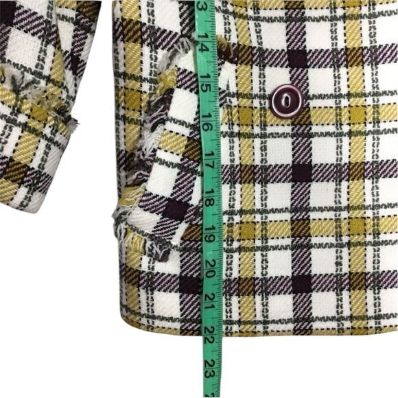 Y2K NWOT PENDLETON‎ WOOL DOUBLE BREASTED YELLOW PLAID FRINGE ACADEMIA BLAZER 2P - Picture 9 of 12